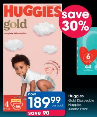 Clicks Huggies Gold Disposable Nappies Jumbo Pack offer