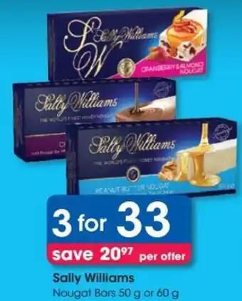 Clicks Sally Williams Nougat Bars 50/60g offer