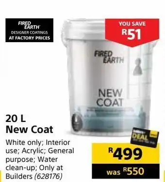 Builders Warehouse 20l new coat offer