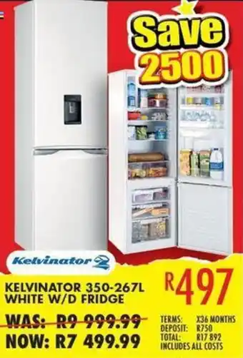 Lewis Kelvinator 350-267L White W/D Fridge offer