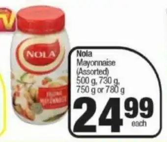 Spar Nola Mayonnaise (Assorted) 500g, 730g, 750g or 780g offer