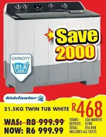 Lewis Kelvinator 21.5kg Twin Tub White offer