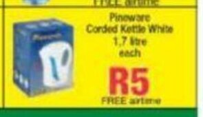 Spar Pineware Corded Kettle White 1.7 Litre offer