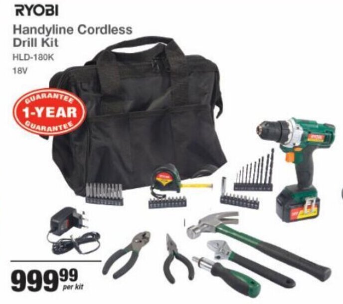 Ryobi Handyline Cordless Drill Kit 18V offer at Mica