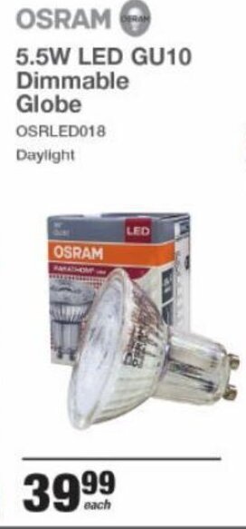 Osram 5,5W LED GU10 Dimmable Globe