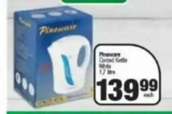 Pineware Corded Kettle White 1.7 Litre