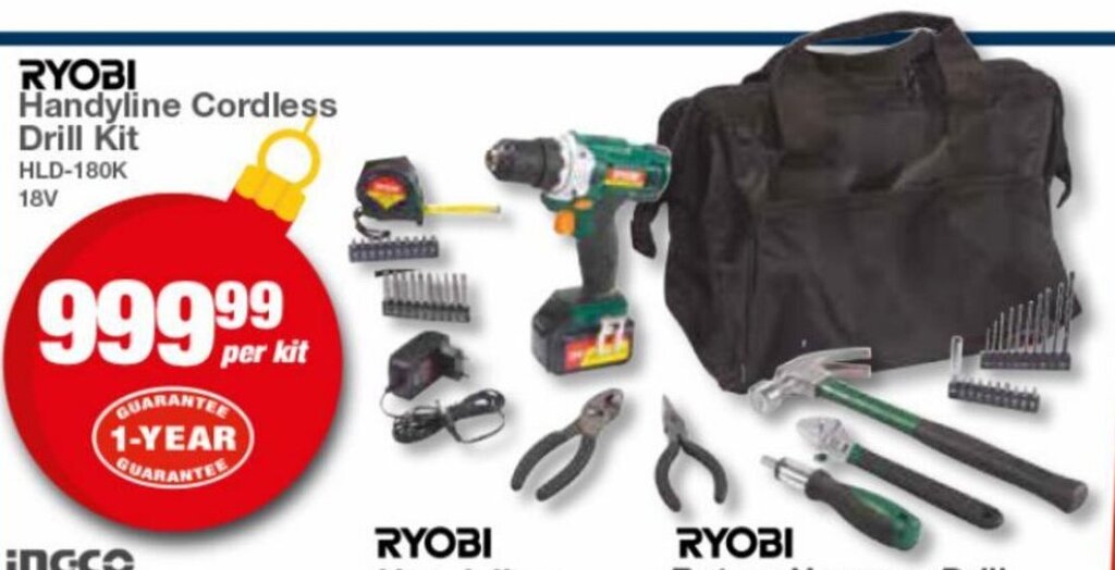 Ryobi Handyline Cordless Drill Kit 18V offer at Mica