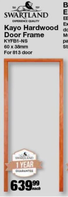 Swartland Kayo Hardwood Door Frame 60 x 38mm