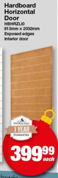 Mica Swartland Hardboard Horizontal Door 813mm x 2032mm offer
