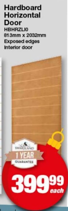 Mica Swartland Hardboard Horizontal Door 813mm x 2032mm offer