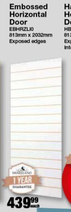Mica Swartland Embosed Horizontal Door 813mm x 2032mm offer