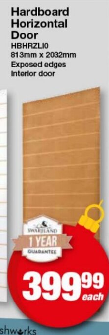 Mica Swartland Hardboard Horizontal Door 813mm x 2032mm offer