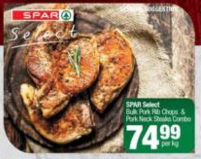 Spar Select Bulk Pork Rib chops & Pork Nick Steaks Combo per kg offer