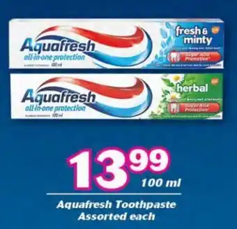 Cambridge Food Aquafresh Toothpaste Assorted each 100 ml offer