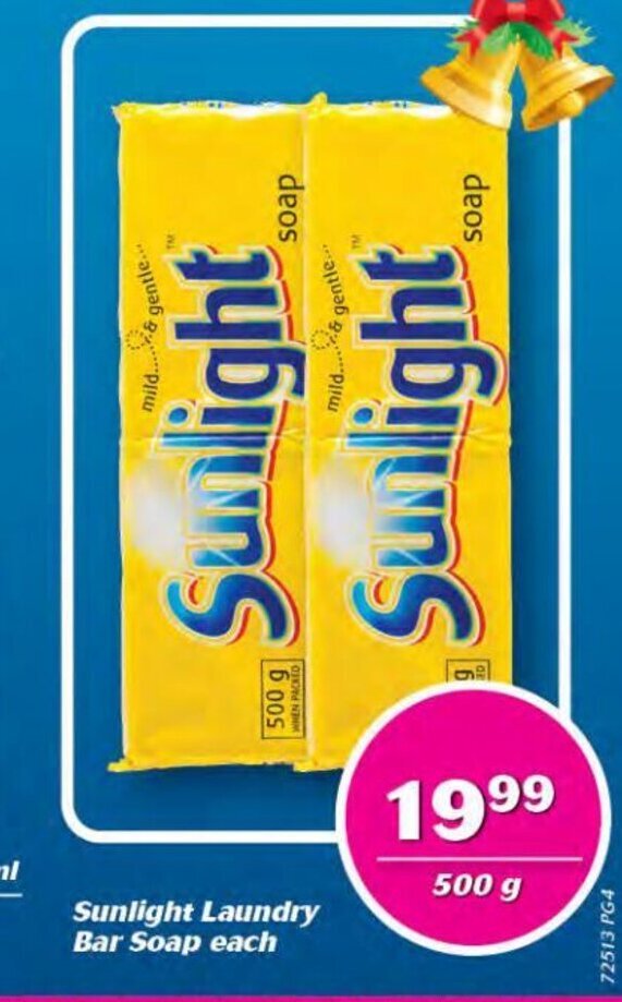 Sunlight Laundry Bar Soap each 500g offer at Cambridge Food