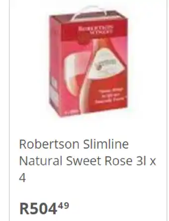 Pick n Pay Liquor Robertson Slimline Natural Sweet Rose 3L x 4 offer