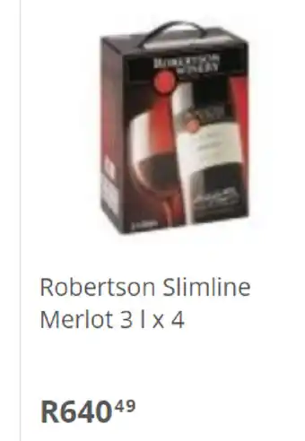 Pick n Pay Liquor Robertson Slimline Merlot 3L x 4 offer