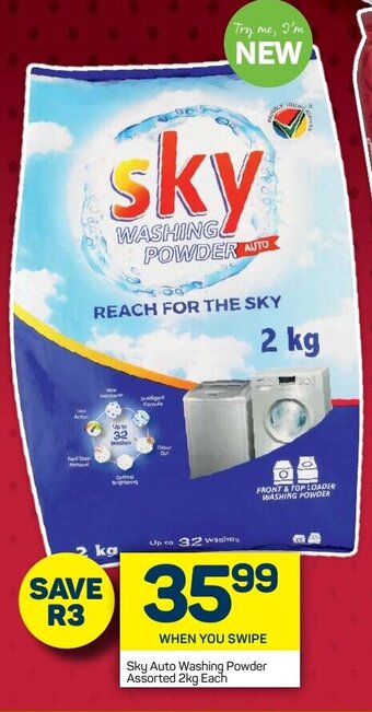 Pick n Pay Sky Auto Washing Powder Assorted 2kg each offer