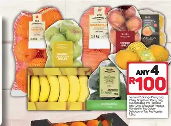Pick n Pay No Name™ Orange Carry Bag, Grapefruit Carry Bag, Avocado Bag, PnP Banana Box, Breakfast Papaya, Mandarins, Apples offer