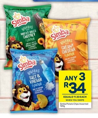 Pick n Pay Simba Potato Chips Assorted 120g offer