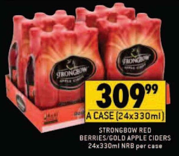 Strongbow Red Berries / Gold Apple Ciders 24 x 330ml per case offer at