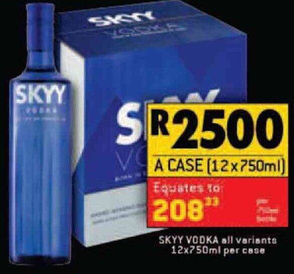 Skyy Vodka all variants 12 x 750ml per case offer at Shoprite Liquor