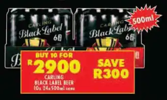 Shoprite Liquor Carling Black Label Beer 10 x 24 x 500ml offer
