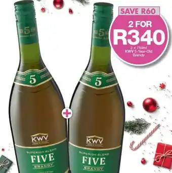 President Liquor 2 x 750ml KWV 5-Year-Old Brandy offer