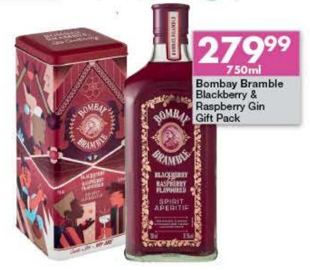 Bombay Bramble Blackberry and Raspberry Gin 750ml Gift Pack offer at