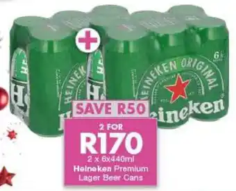 President Liquor 2 x 6 x 440ml Heineken Premium Lager Beer cans offer