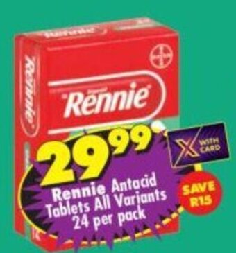 Shoprite Rennie Antacid Tablets all variants 24 per pack offer