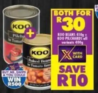 Shoprite Koo Beans 410g + Koo Pilchards all variants 400g offer