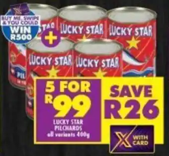 Shoprite Lucky Star Pilchards all variants 5 x 400g offer