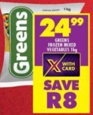 Shoprite Greens Frozen Mixed Vegetables 1kg offer