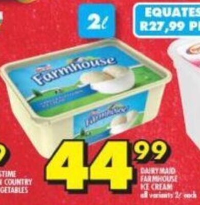 Dairy Maid Farmhouse Ice Cream all variants 2L offer at Shoprite