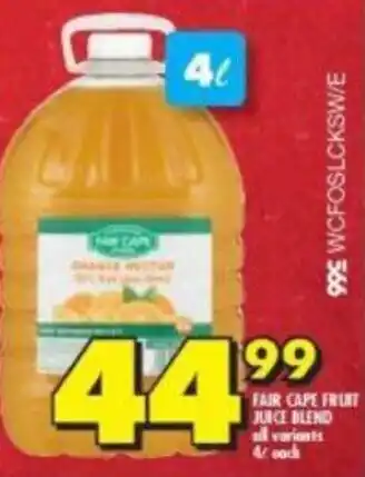 Shoprite Fair Cape Fruit Juice Blend all variants 4L offer