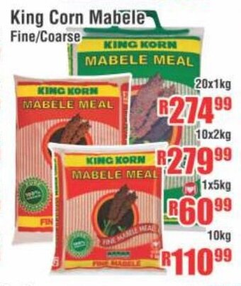 Devland Cash And Carry King Corn Mabele Fine/Coarse 20x1kg offer