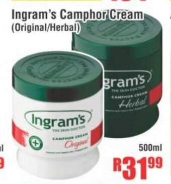 Ingram's Camphor Cream (Original / Herbal) 500ml