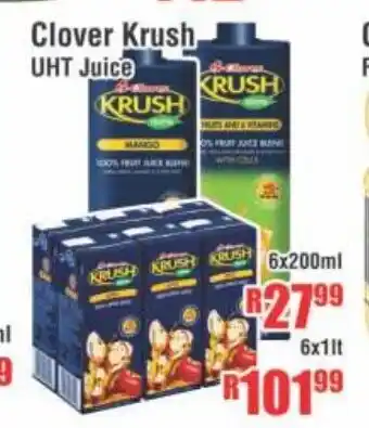 Devland Cash And Carry Clover Krush UHT Juice 6x1lt offer