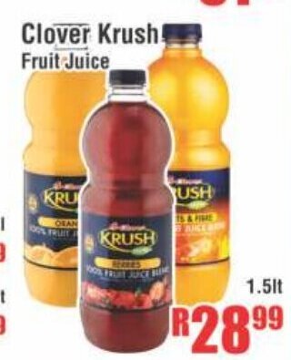 Devland Cash And Carry Clover Krush Fruit Juice 1.5lt offer
