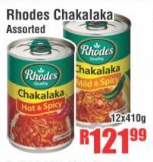Devland Cash And Carry Rhodes Chakalaka Assorted 12x410g offer