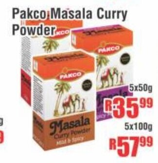 Devland Cash And Carry Pakco Masala Curry Powder 5x50g offer