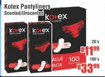 Kotex Pantyliners Scented/Unscented 100's