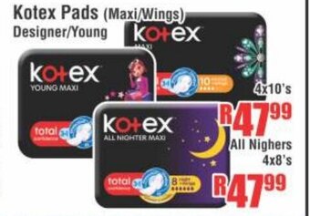 Kotex Pads (Maxi/Wings) Designer/Young 4x10's