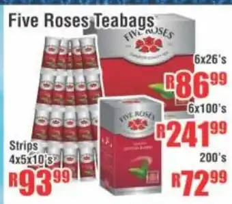 Devland Cash And Carry Five Roses Teabags Strips Roses Teabags Strips 4x5x10's offer