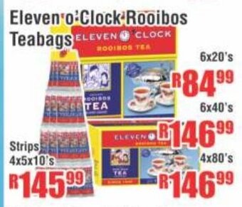 Devland Cash And Carry Eleven o'Clock Rooibos Teabags Strips 4x5x10's offer