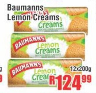 Devland Cash And Carry Baumanns Lemon Creams 12x200g offer
