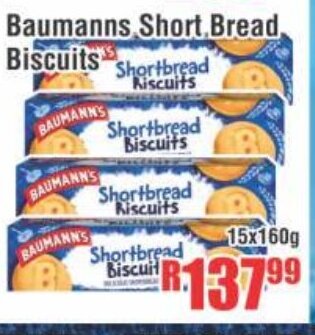 Baumanns Short Bread Biscuits 15x160g