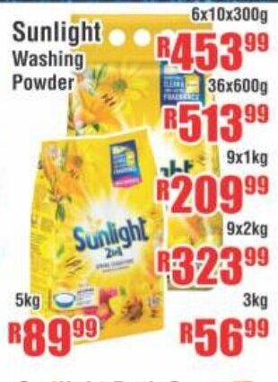 Devland Cash And Carry Sunlight Washing Powder 6x10x300g offer