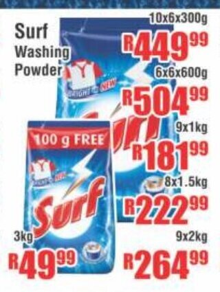 Devland Cash And Carry Surf Washing Powder 10x6x300g offer